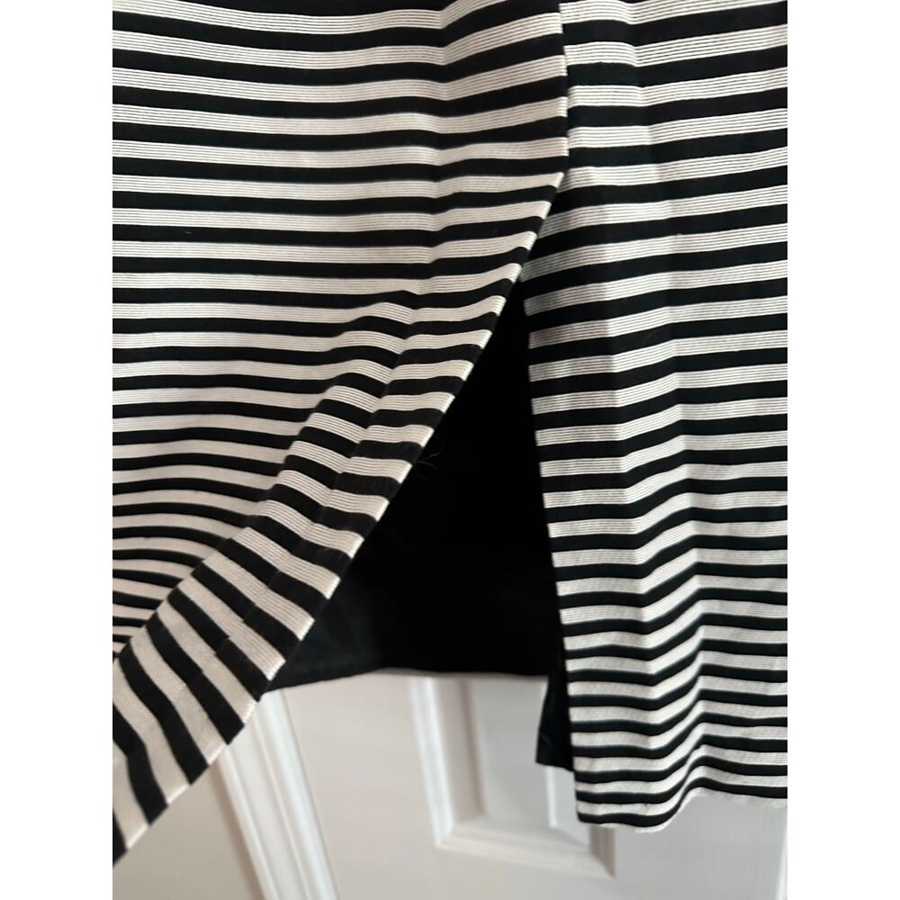 DONNA VINCI Black White Striped Church Suit Skirt Jacket Set Rhinestone Trim 14 - Picture 7 of 10